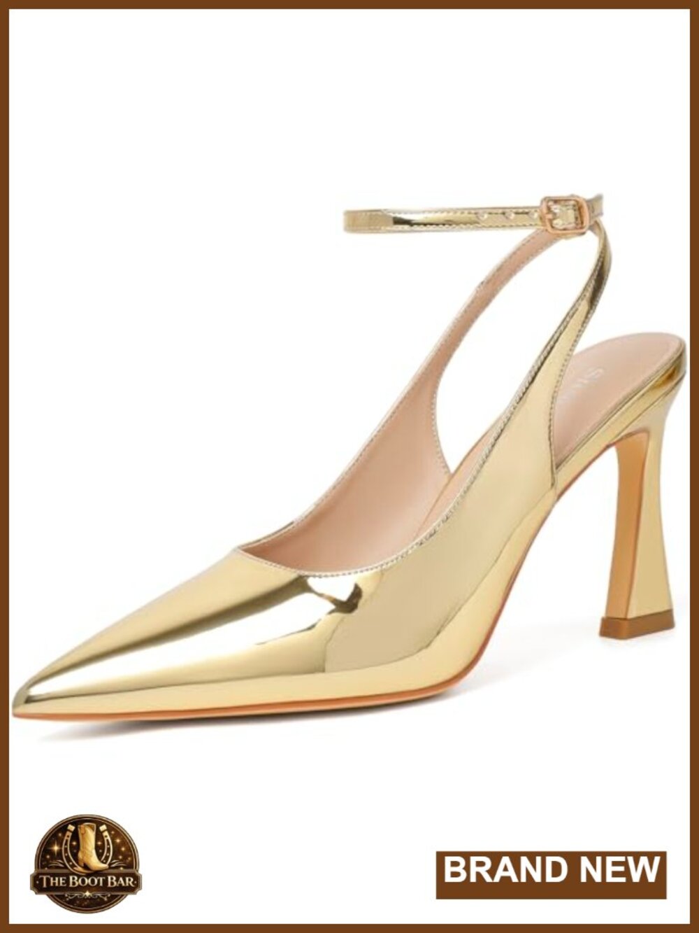 Slingback Kitten Heels Faux Leather Pointy Toe Block Heel Dress Pumps